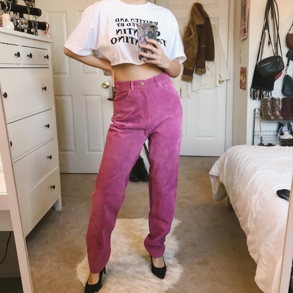Vintage Pants - ✨Vintage high waisted pink suede pants✨